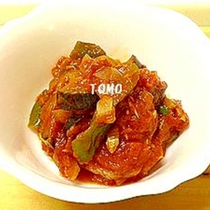 応用自在 ナスとピーマンのトマト煮 シーチキン入り レシピ 作り方 By Tomo146 楽天レシピ